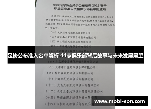 足协公布准入名单解析 44家俱乐部背后故事与未来发展展望 足协公布准入名单解析 44家俱乐部背后故事与未来发展展望